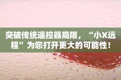 突破传统遥控器局限，“小X远程”为您打开更大的可能性！
