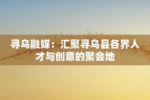 寻乌融媒：汇聚寻乌县各界人才与创意的聚会地