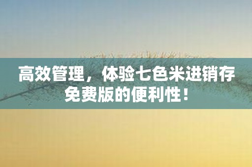 高效管理，体验七色米进销存免费版的便利性！