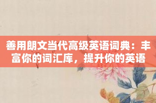 善用朗文当代高级英语词典：丰富你的词汇库，提升你的英语表达！