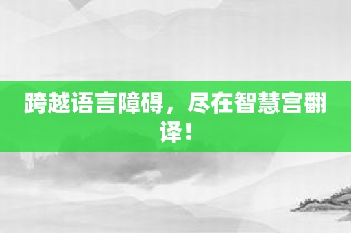 跨越语言障碍，尽在智慧宫翻译！