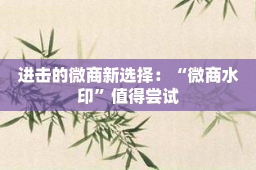 进击的微商新选择：“微商水印”值得尝试