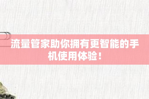 流量管家助你拥有更智能的手机使用体验！