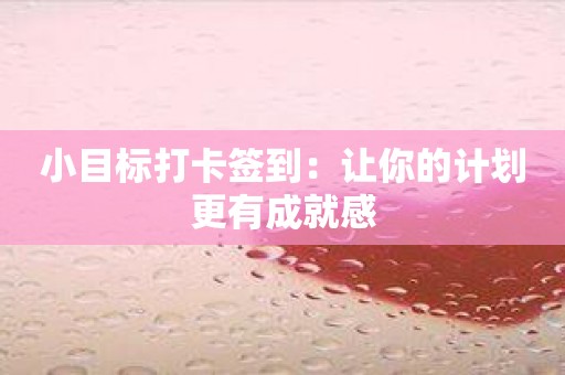 小目标打卡签到：让你的计划更有成就感