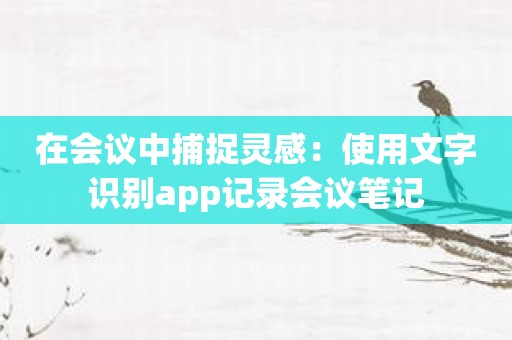 在会议中捕捉灵感：使用文字识别app记录会议笔记