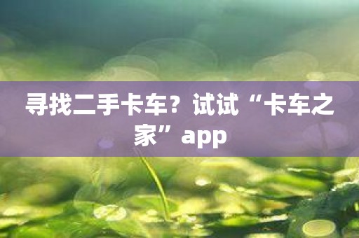寻找二手卡车？试试“卡车之家”app