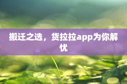 搬迁之选，货拉拉app为你解忧