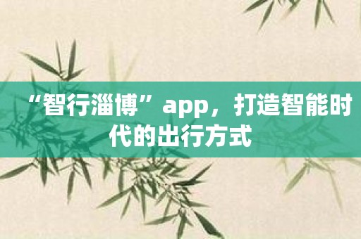 “智行淄博”app，打造智能时代的出行方式