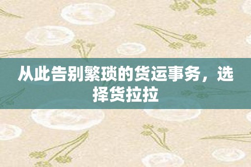 从此告别繁琐的货运事务，选择货拉拉