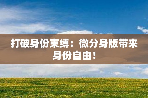 打破身份束缚：微分身版带来身份自由！