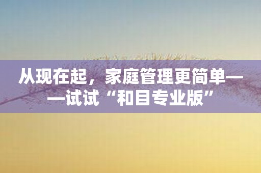 从现在起，家庭管理更简单——试试“和目专业版”