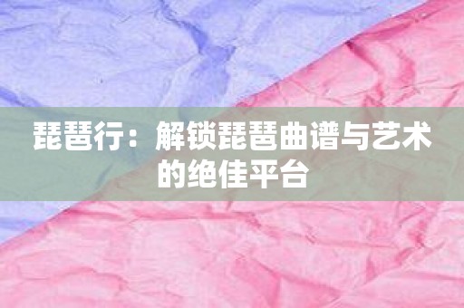 琵琶行：解锁琵琶曲谱与艺术的绝佳平台