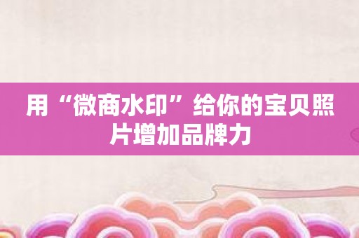 用“微商水印”给你的宝贝照片增加品牌力