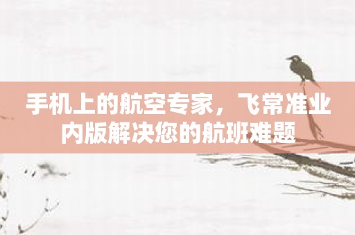 手机上的航空专家，飞常准业内版解决您的航班难题