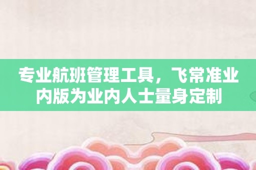 专业航班管理工具，飞常准业内版为业内人士量身定制