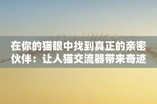 在你的猫眼中找到真正的亲密伙伴：让人猫交流器带来奇迹！