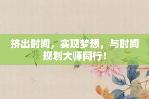 挤出时间，实现梦想，与时间规划大师同行！