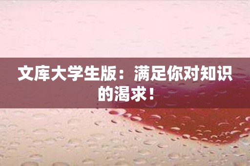 文库大学生版：满足你对知识的渴求！