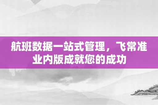 航班数据一站式管理，飞常准业内版成就您的成功