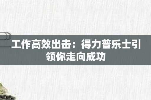 工作高效出击：得力普乐士引领你走向成功