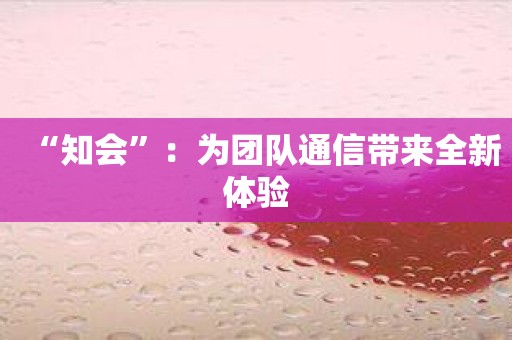 “知会”：为团队通信带来全新体验