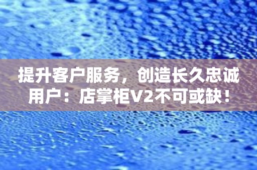 提升客户服务，创造长久忠诚用户：店掌柜V2不可或缺！