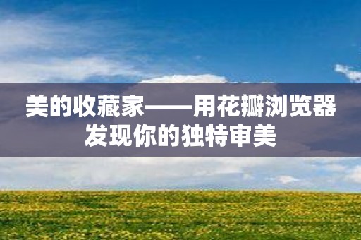 美的收藏家——用花瓣浏览器发现你的独特审美