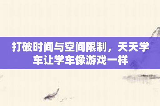 打破时间与空间限制，天天学车让学车像游戏一样