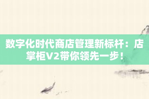 数字化时代商店管理新标杆：店掌柜V2带你领先一步！