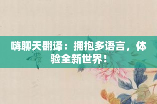 嗨聊天翻译：拥抱多语言，体验全新世界！