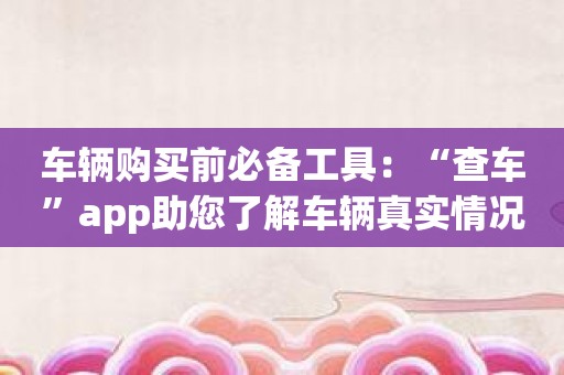 车辆购买前必备工具：“查车”app助您了解车辆真实情况