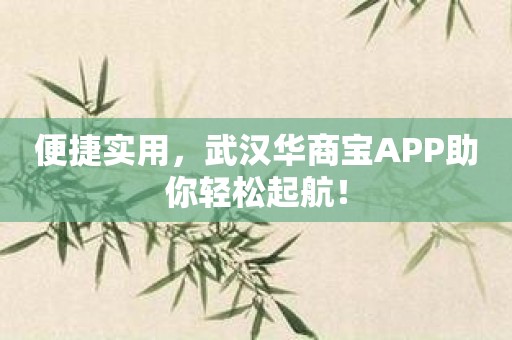 便捷实用，武汉华商宝APP助你轻松起航！
