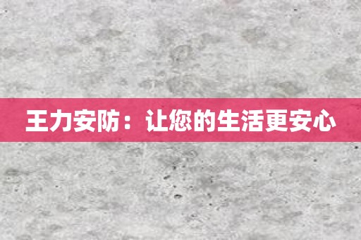 王力安防：让您的生活更安心