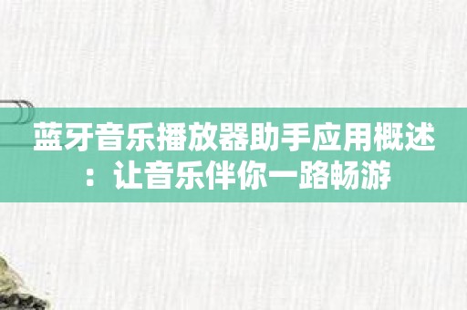 蓝牙音乐播放器助手应用概述：让音乐伴你一路畅游