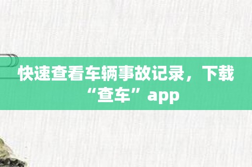 快速查看车辆事故记录，下载“查车”app