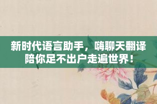 新时代语言助手，嗨聊天翻译陪你足不出户走遍世界！