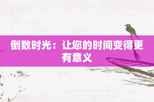 倒数时光：让您的时间变得更有意义