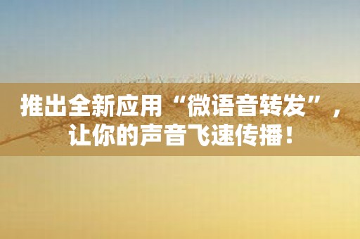 推出全新应用“微语音转发”，让你的声音飞速传播！