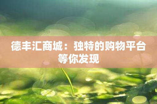 德丰汇商城：独特的购物平台等你发现