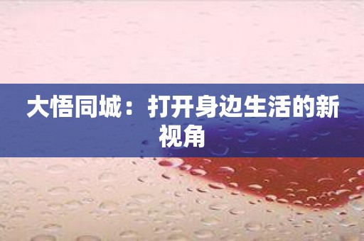 大悟同城：打开身边生活的新视角