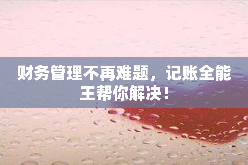 财务管理不再难题，记账全能王帮你解决！