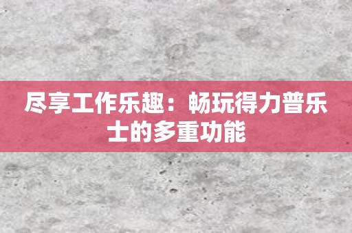 尽享工作乐趣：畅玩得力普乐士的多重功能
