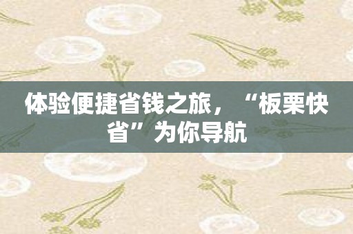 体验便捷省钱之旅，“板栗快省”为你导航