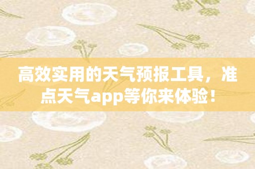 高效实用的天气预报工具，准点天气app等你来体验！