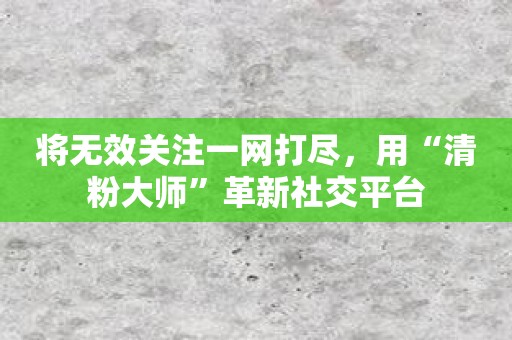 将无效关注一网打尽，用“清粉大师”革新社交平台