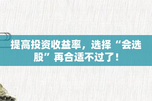 提高投资收益率，选择“会选股”再合适不过了！