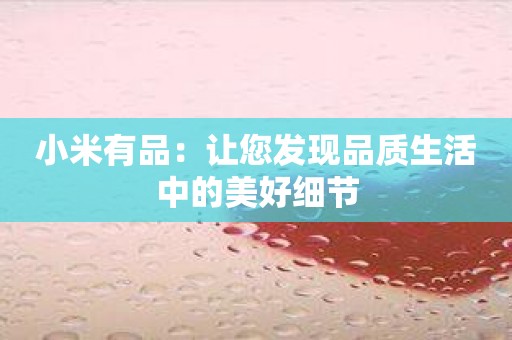 小米有品：让您发现品质生活中的美好细节