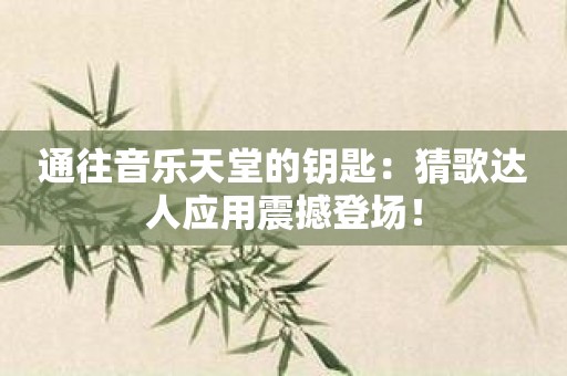 通往音乐天堂的钥匙：猜歌达人应用震撼登场！