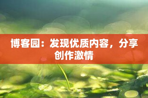 博客园：发现优质内容，分享创作激情