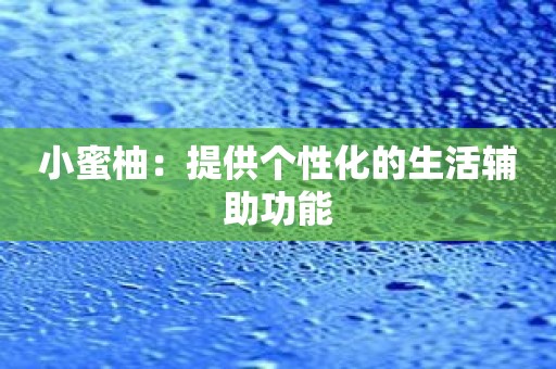 小蜜柚：提供个性化的生活辅助功能
